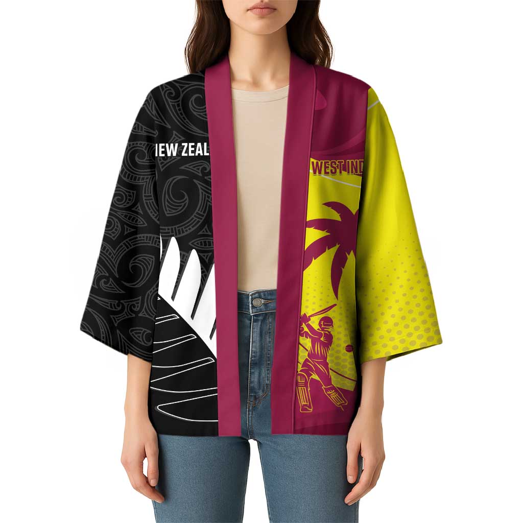 New Zealand and West Indies Cricket Custom Kimono Black Cap Windies Together - Wonder Print Shop