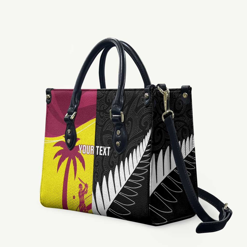 New Zealand and West Indies Cricket Custom Leather Bag Black Cap Windies Together - Wonder Print Shop