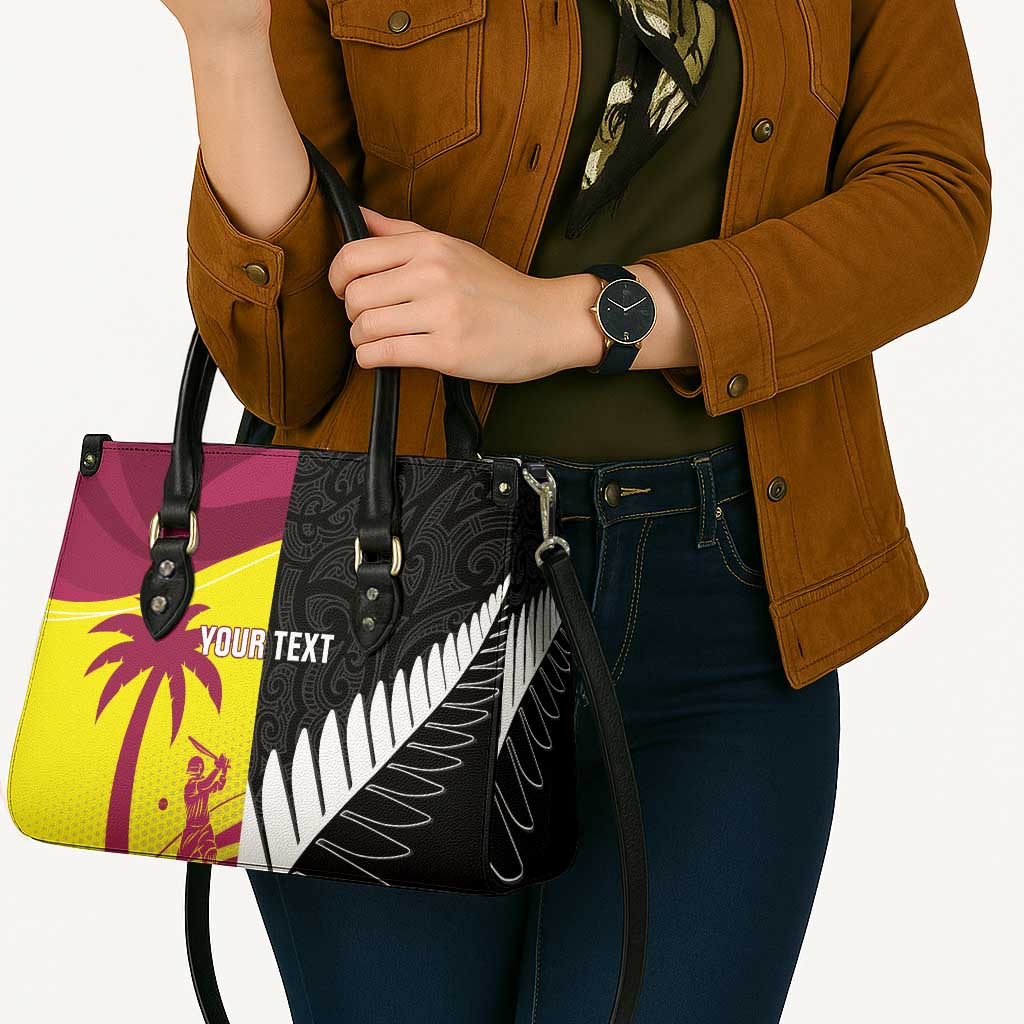 New Zealand and West Indies Cricket Custom Leather Bag Black Cap Windies Together - Wonder Print Shop