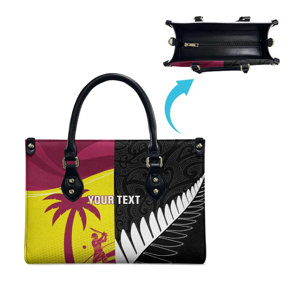 New Zealand and West Indies Cricket Custom Leather Bag Black Cap Windies Together - Wonder Print Shop