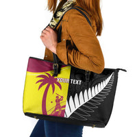 New Zealand and West Indies Cricket Custom Leather Tote Bag Black Cap Windies Together - Wonder Print Shop
