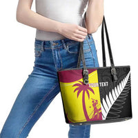 New Zealand and West Indies Cricket Custom Leather Tote Bag Black Cap Windies Together - Wonder Print Shop