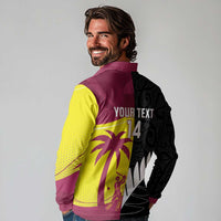 New Zealand and West Indies Cricket Custom Long Sleeve Polo Shirt Black Cap Windies Together - Wonder Print Shop