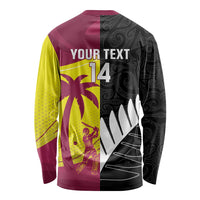 New Zealand and West Indies Cricket Custom Long Sleeve Shirt Black Cap Windies Together - Wonder Print Shop