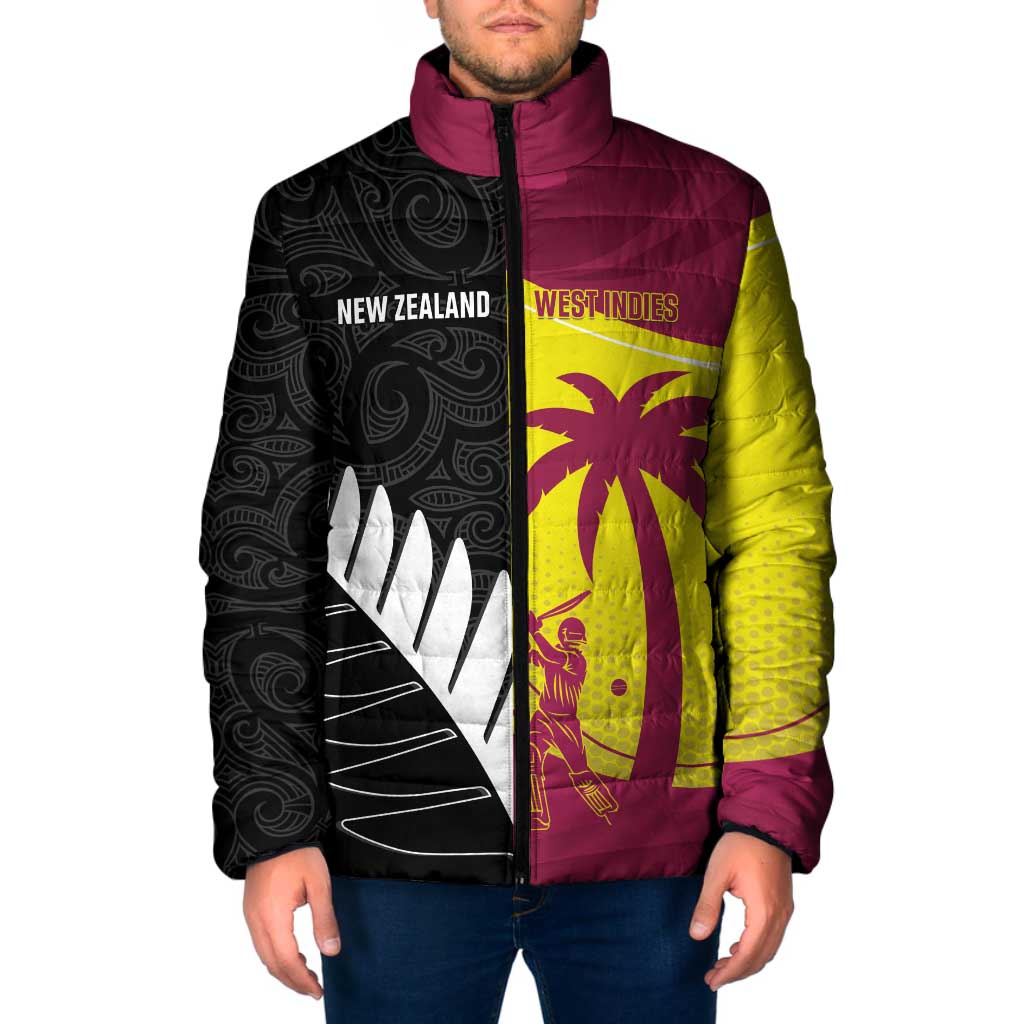 New Zealand and West Indies Cricket Custom Padded Jacket Black Cap Windies Together - Wonder Print Shop