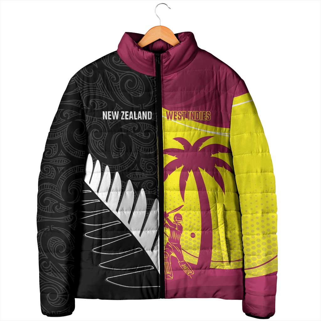 New Zealand and West Indies Cricket Custom Padded Jacket Black Cap Windies Together - Wonder Print Shop