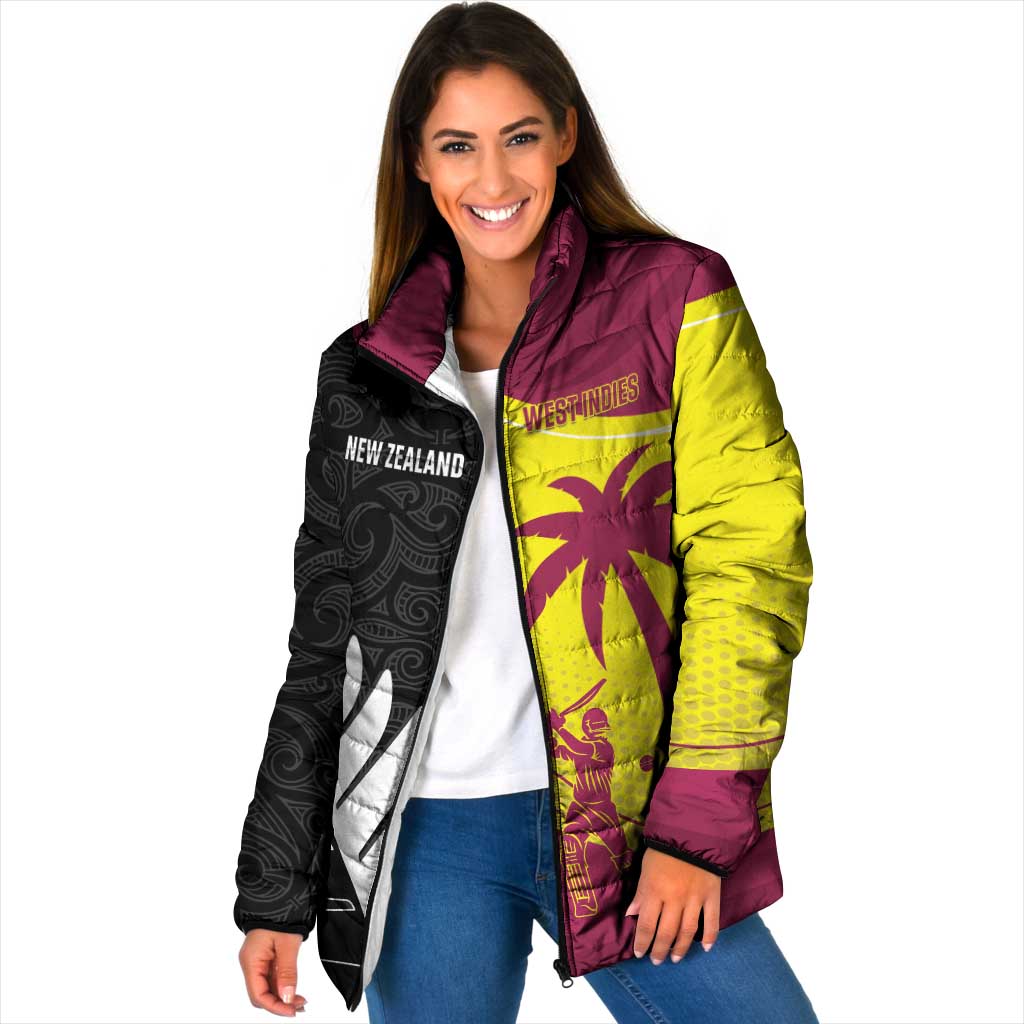 New Zealand and West Indies Cricket Custom Padded Jacket Black Cap Windies Together - Wonder Print Shop