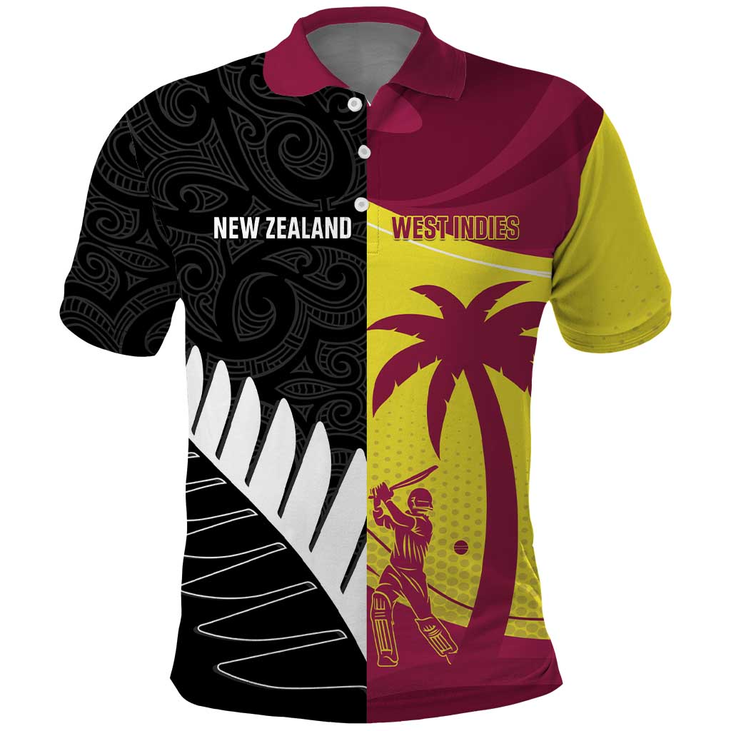 New Zealand and West Indies Cricket Custom Polo Shirt Black Cap Windies Together - Wonder Print Shop