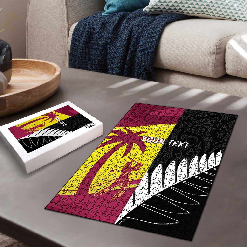 New Zealand and West Indies Cricket Custom Puzzle Black Cap Windies Together - Wonder Print Shop