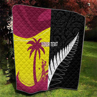 New Zealand and West Indies Cricket Custom Quilt Black Cap Windies Together - Wonder Print Shop