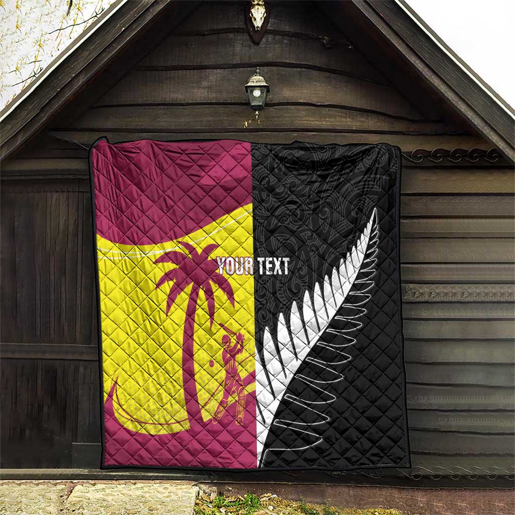 New Zealand and West Indies Cricket Custom Quilt Black Cap Windies Together - Wonder Print Shop