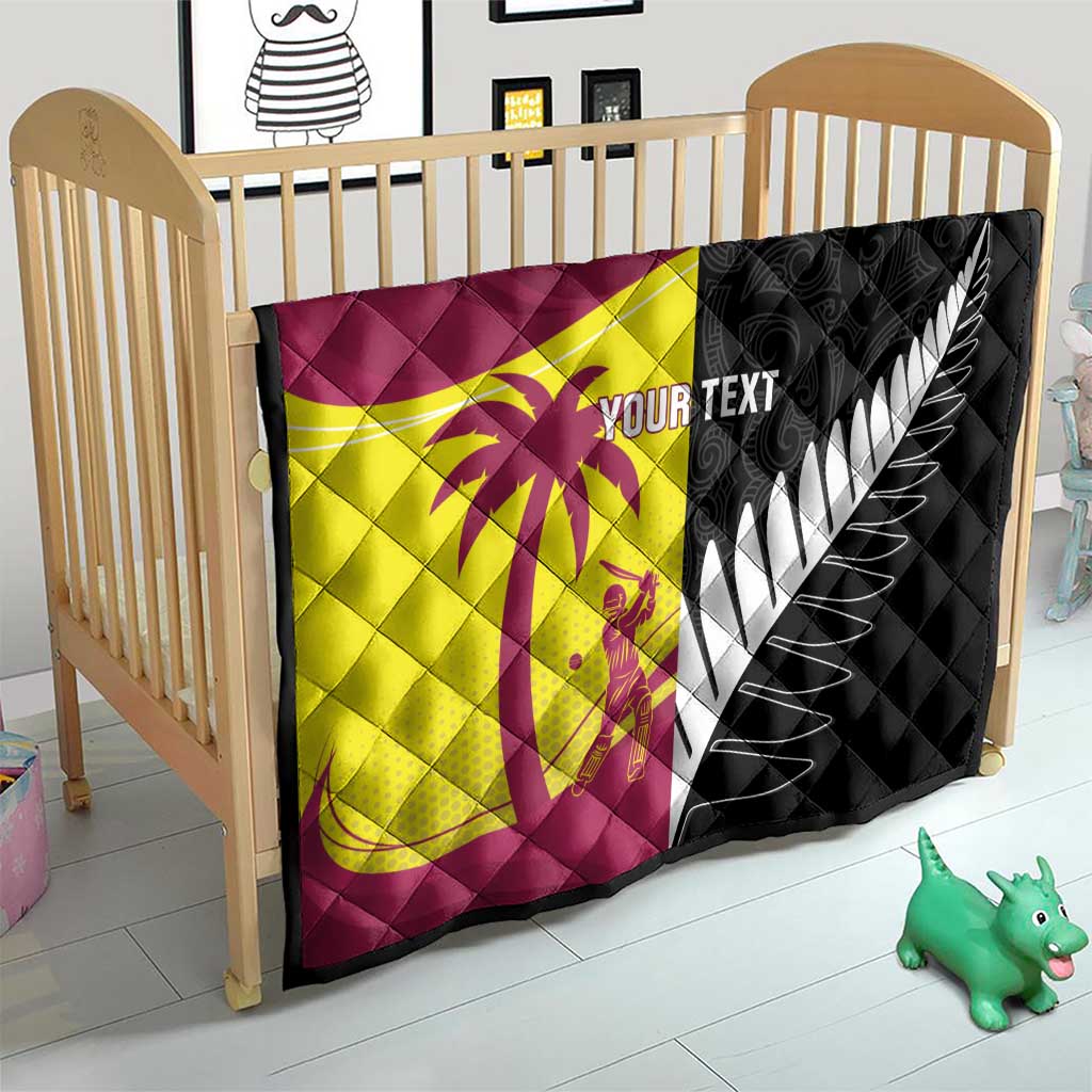 New Zealand and West Indies Cricket Custom Quilt Black Cap Windies Together - Wonder Print Shop