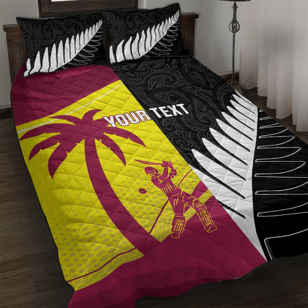 New Zealand and West Indies Cricket Custom Quilt Bed Set Black Cap Windies Together - Wonder Print Shop