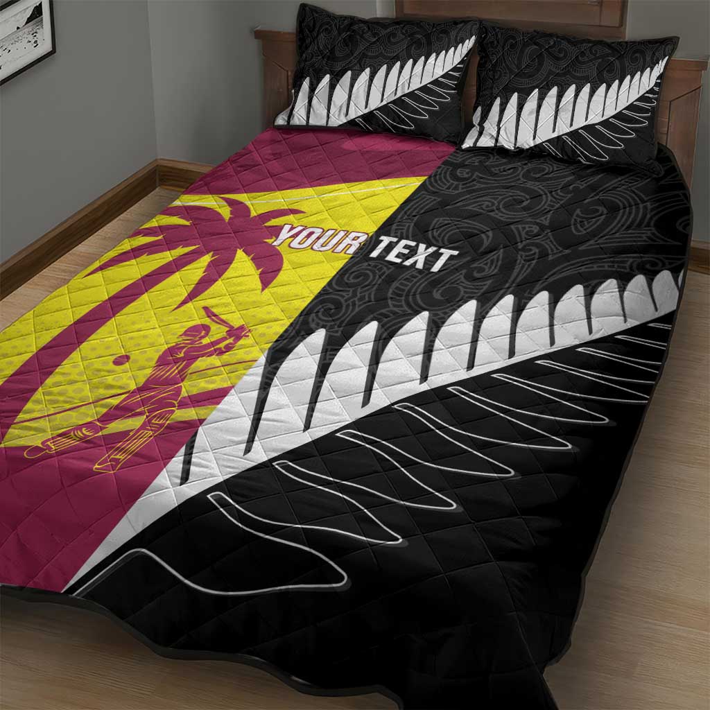New Zealand and West Indies Cricket Custom Quilt Bed Set Black Cap Windies Together - Wonder Print Shop