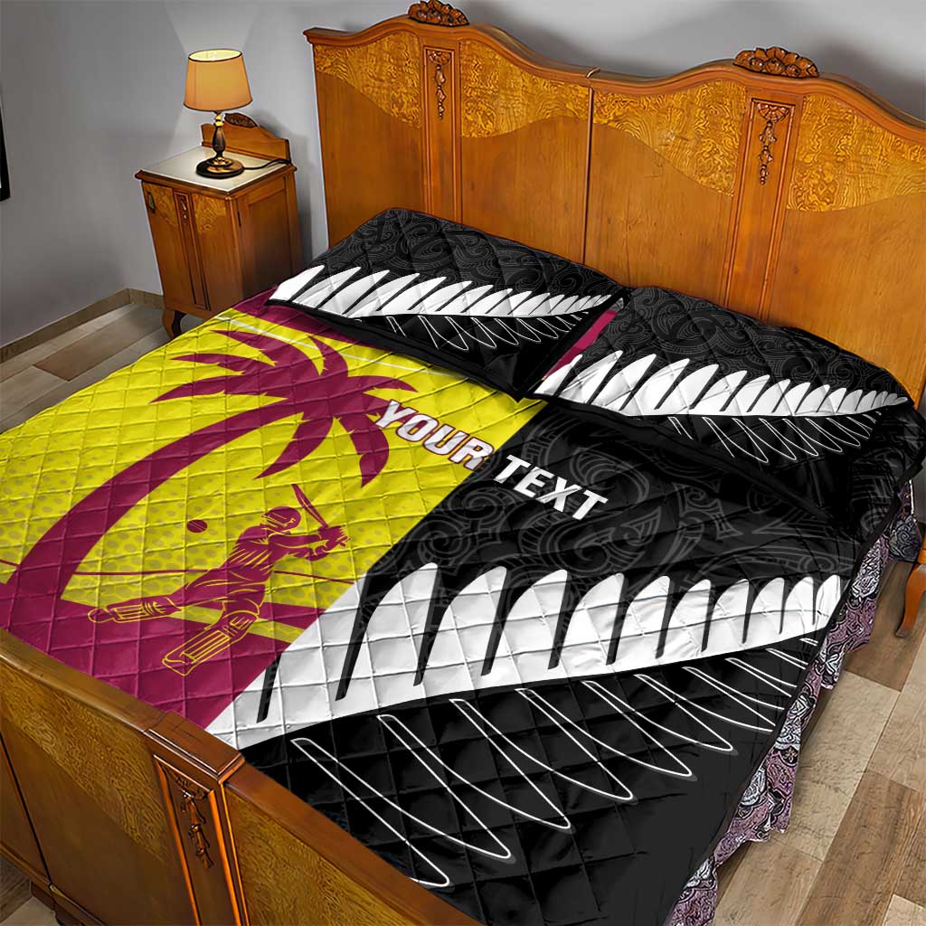 New Zealand and West Indies Cricket Custom Quilt Bed Set Black Cap Windies Together - Wonder Print Shop