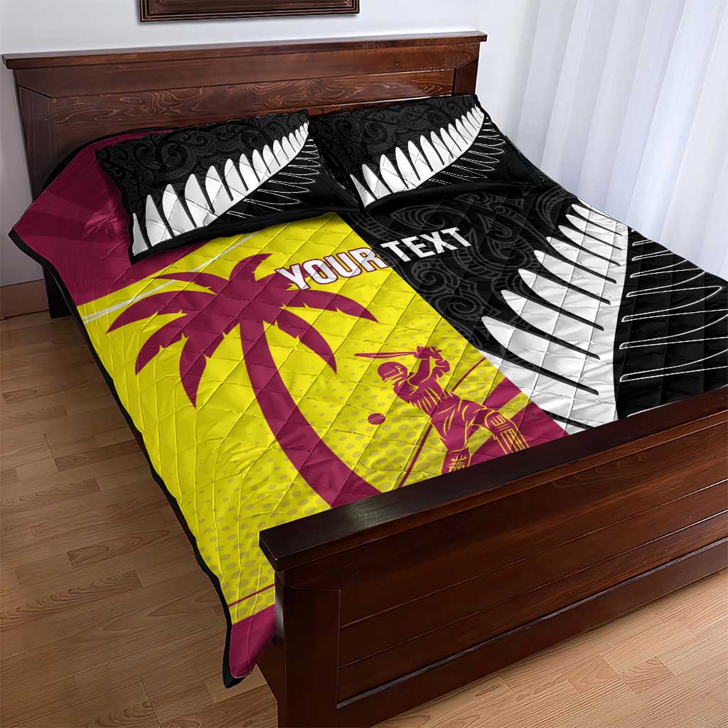 New Zealand and West Indies Cricket Custom Quilt Bed Set Black Cap Windies Together - Wonder Print Shop