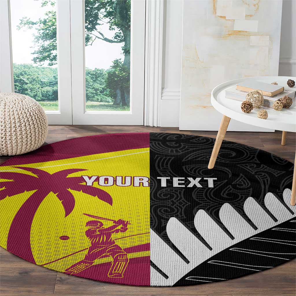 New Zealand and West Indies Cricket Custom Round Carpet Black Cap Windies Together - Wonder Print Shop