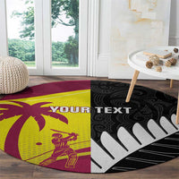 New Zealand and West Indies Cricket Custom Round Carpet Black Cap Windies Together - Wonder Print Shop