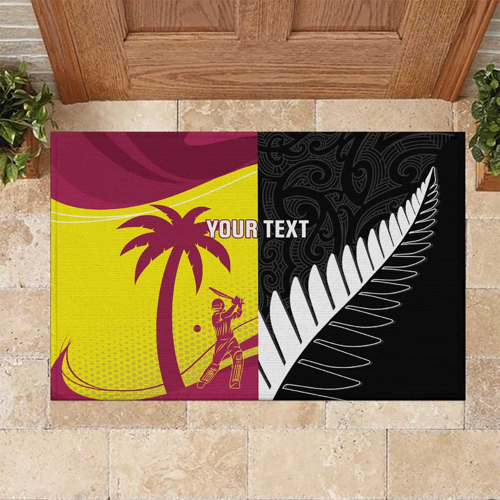 New Zealand and West Indies Cricket Custom Rubber Doormat Black Cap Windies Together - Wonder Print Shop