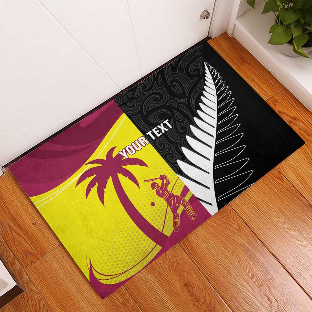 New Zealand and West Indies Cricket Custom Rubber Doormat Black Cap Windies Together - Wonder Print Shop