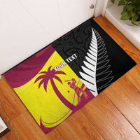 New Zealand and West Indies Cricket Custom Rubber Doormat Black Cap Windies Together - Wonder Print Shop