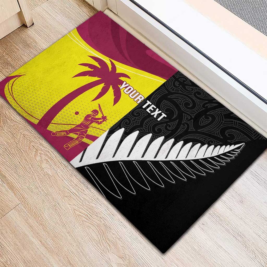 New Zealand and West Indies Cricket Custom Rubber Doormat Black Cap Windies Together - Wonder Print Shop