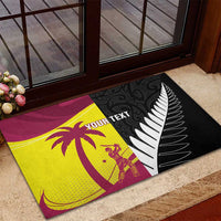 New Zealand and West Indies Cricket Custom Rubber Doormat Black Cap Windies Together - Wonder Print Shop