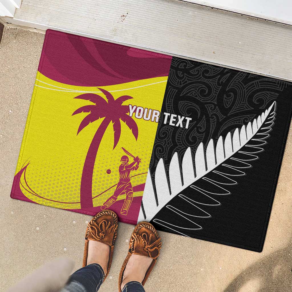 New Zealand and West Indies Cricket Custom Rubber Doormat Black Cap Windies Together - Wonder Print Shop