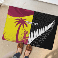 New Zealand and West Indies Cricket Custom Rubber Doormat Black Cap Windies Together - Wonder Print Shop