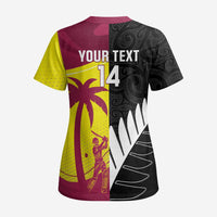 New Zealand and West Indies Cricket Custom Scrub Top Black Cap Windies Together - Wonder Print Shop