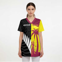 New Zealand and West Indies Cricket Custom Scrub Top Black Cap Windies Together - Wonder Print Shop
