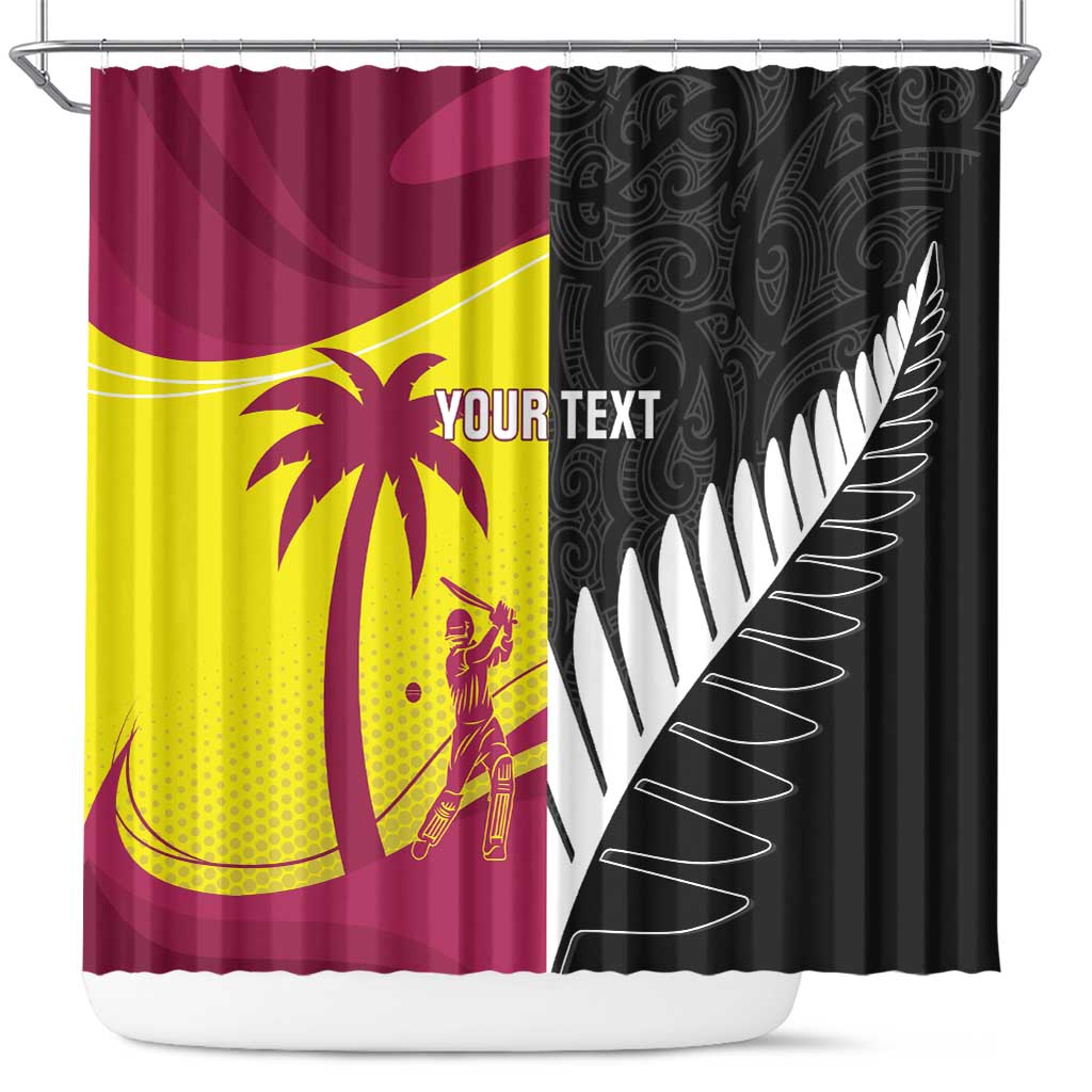 New Zealand and West Indies Cricket Custom Shower Curtain Black Cap Windies Together - Wonder Print Shop