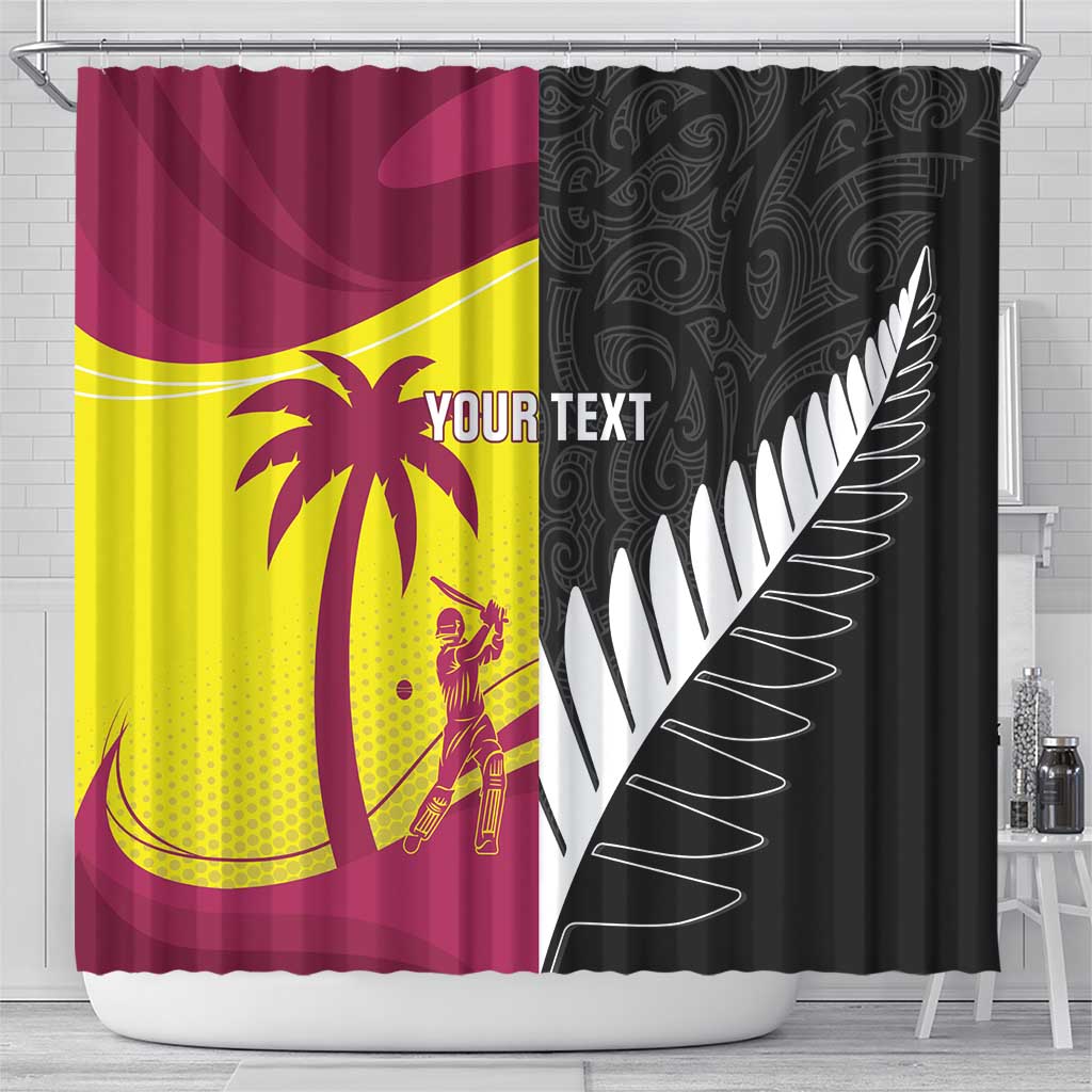 New Zealand and West Indies Cricket Custom Shower Curtain Black Cap Windies Together - Wonder Print Shop