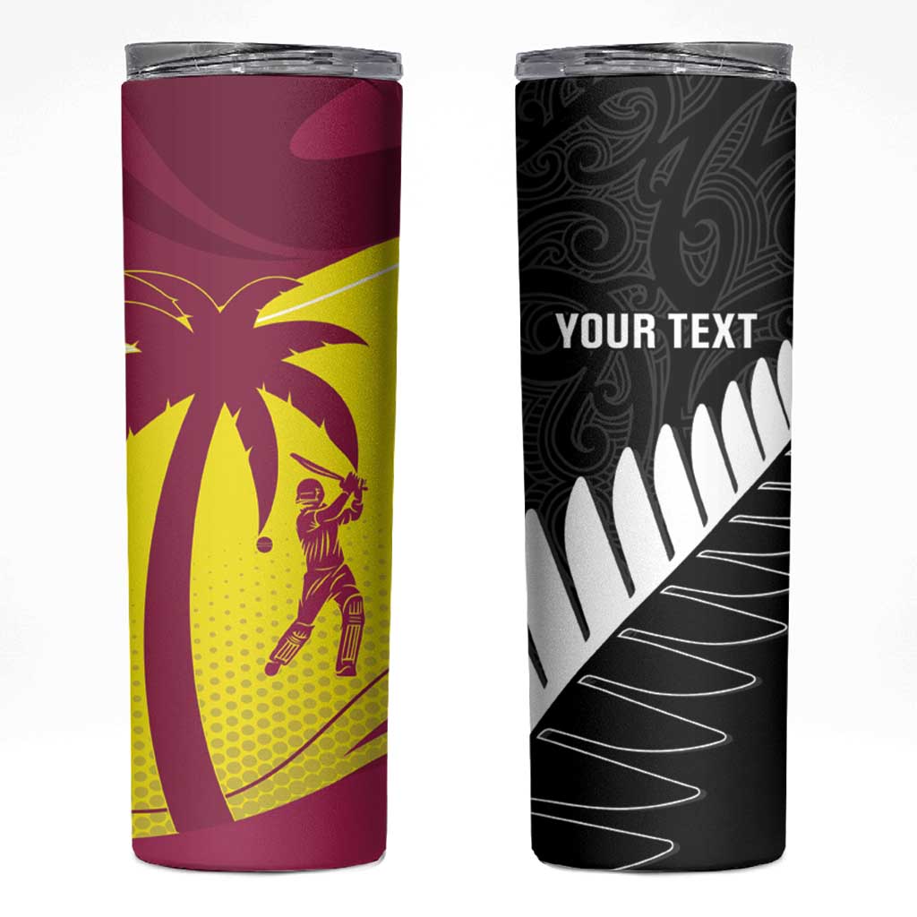 New Zealand and West Indies Cricket Custom Skinny Tumbler Black Cap Windies Together - Wonder Print Shop