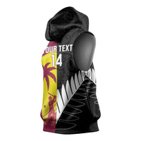 New Zealand and West Indies Cricket Custom Sleeveless Hoodie Black Cap Windies Together - Wonder Print Shop