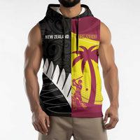 New Zealand and West Indies Cricket Custom Sleeveless Hoodie Black Cap Windies Together - Wonder Print Shop