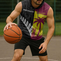 New Zealand and West Indies Cricket Custom Sleeveless Hoodie Black Cap Windies Together - Wonder Print Shop