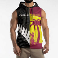 New Zealand and West Indies Cricket Custom Sleeveless Zip Hoodie Black Cap Windies Together - Wonder Print Shop