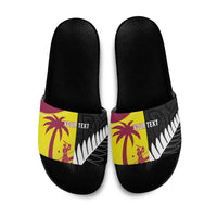 New Zealand and West Indies Cricket Custom Slide Sandals Black Cap Windies Together - Wonder Print Shop