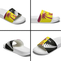 New Zealand and West Indies Cricket Custom Slide Sandals Black Cap Windies Together - Wonder Print Shop