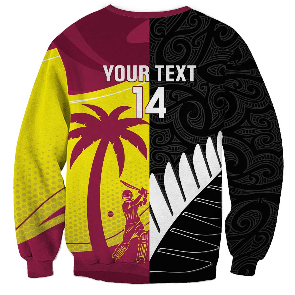 New Zealand and West Indies Cricket Custom Sweatshirt Black Cap Windies Together - Wonder Print Shop