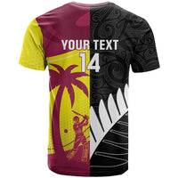 New Zealand and West Indies Cricket Custom T Shirt Black Cap Windies Together - Wonder Print Shop