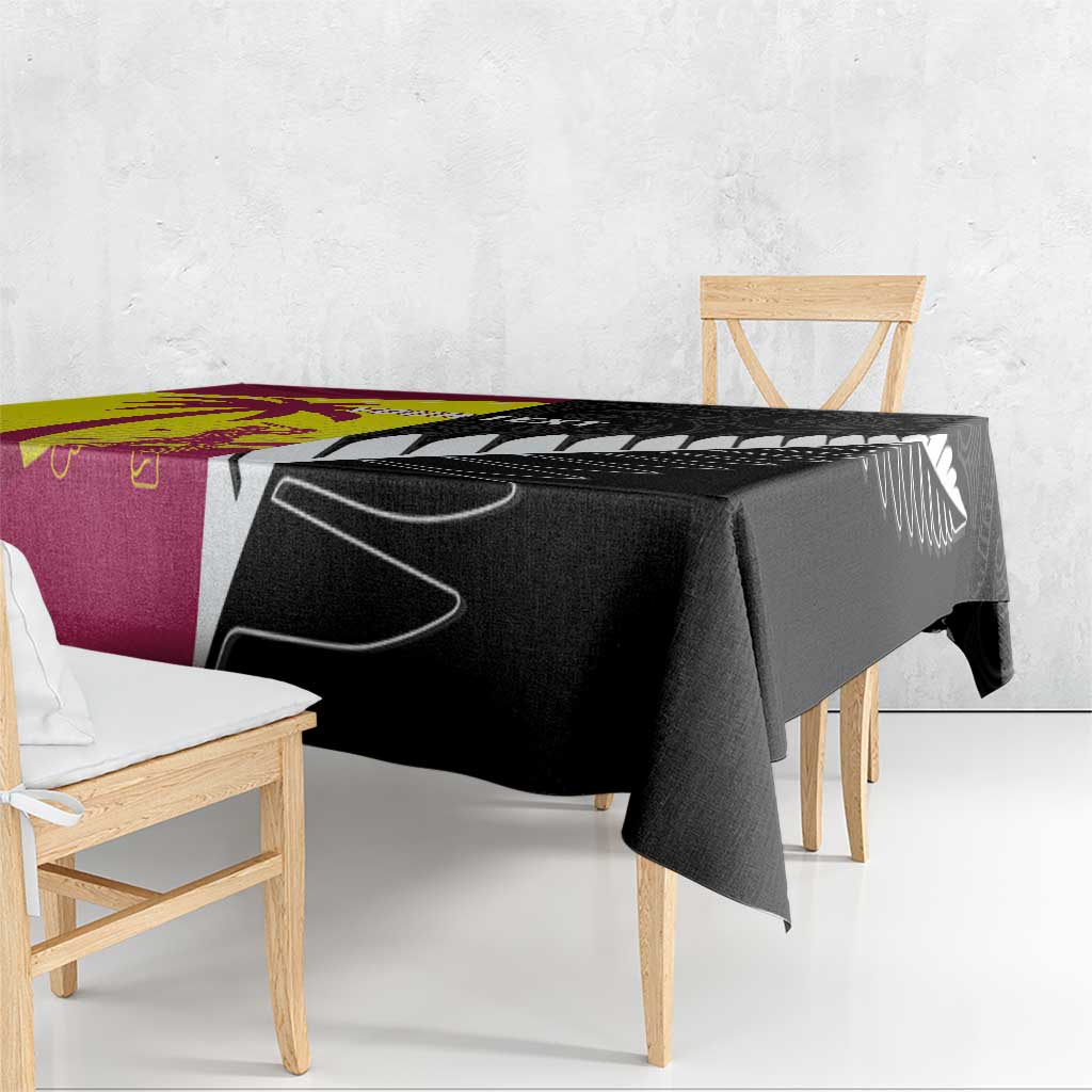 New Zealand and West Indies Cricket Custom Tablecloth Black Cap Windies Together - Wonder Print Shop