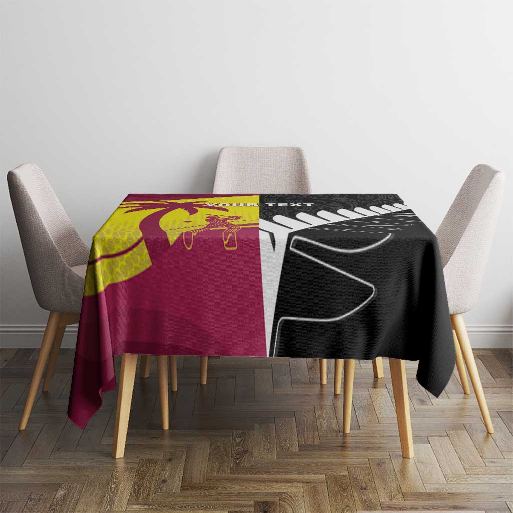 New Zealand and West Indies Cricket Custom Tablecloth Black Cap Windies Together - Wonder Print Shop
