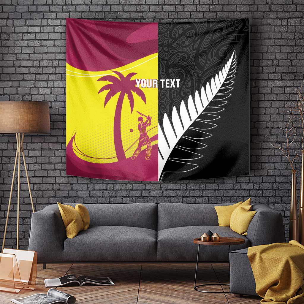 New Zealand and West Indies Cricket Custom Tapestry Black Cap Windies Together - Wonder Print Shop