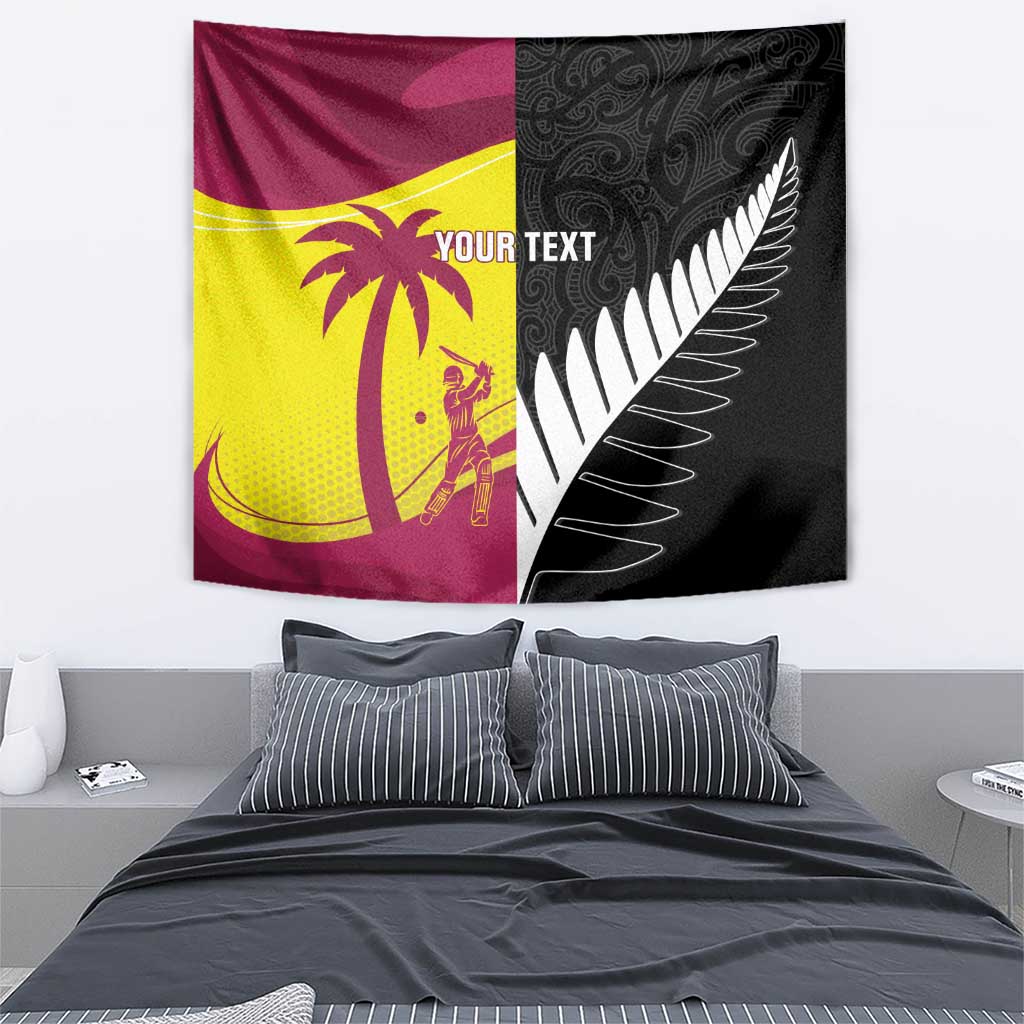 New Zealand and West Indies Cricket Custom Tapestry Black Cap Windies Together - Wonder Print Shop