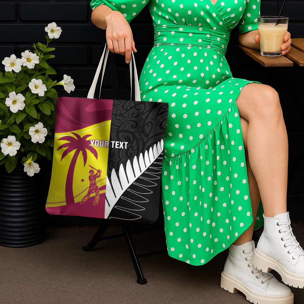New Zealand and West Indies Cricket Custom Tote Bag Black Cap Windies Together - Wonder Print Shop