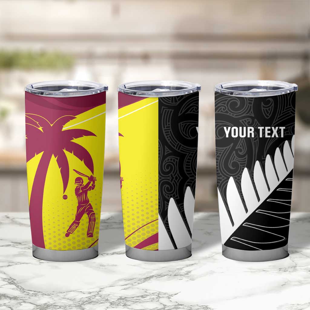 New Zealand and West Indies Cricket Custom Tumbler Cup Black Cap Windies Together - Wonder Print Shop