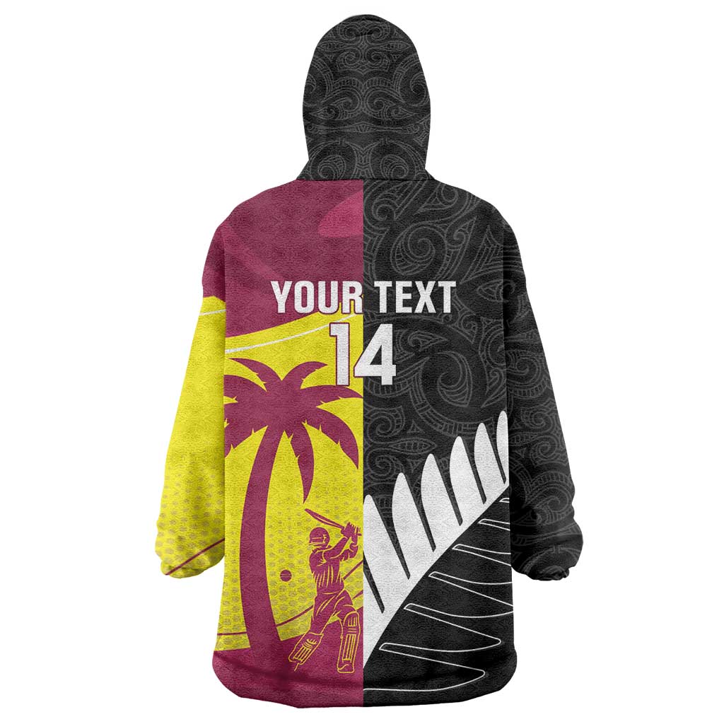 New Zealand and West Indies Cricket Custom Wearable Blanket Hoodie Black Cap Windies Together - Wonder Print Shop