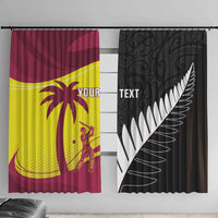 New Zealand and West Indies Cricket Custom Window Curtain Black Cap Windies Together - Wonder Print Shop